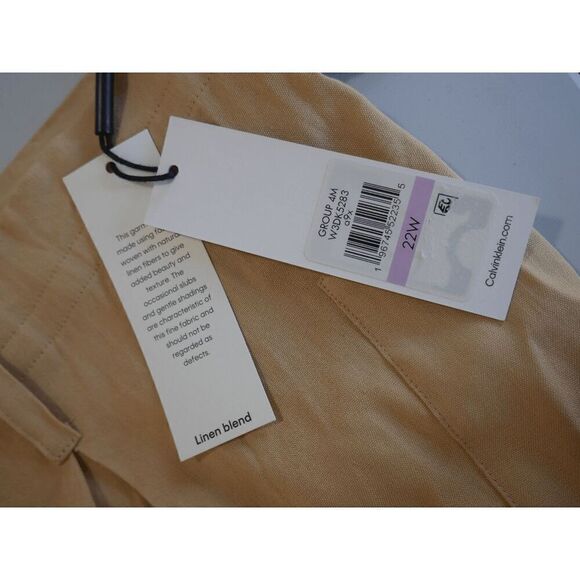 Calvin Klein Woman's Plus Size High-Rise Tie-Waist Cargo Linen Blend Pants 22W - Picture 5 of 8